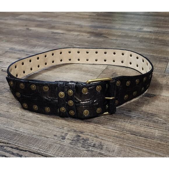 Steve Madden Leather Belt With Metal Accents Pre-owned Size XL - Picture 1 of 9